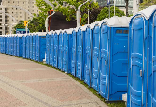Seasonal porta potty units set up at a Fort Smith, Arkansas venue